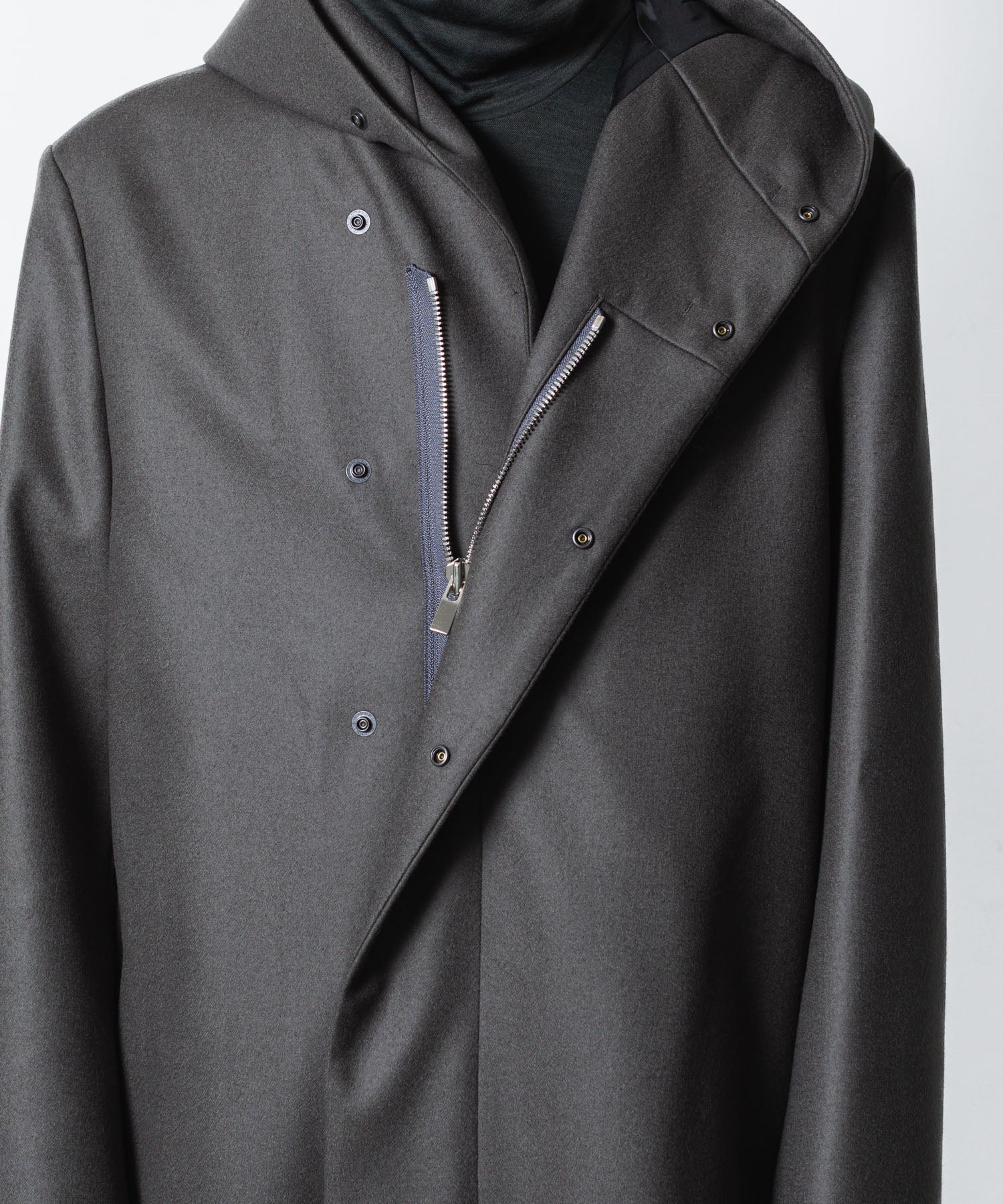 ATTACHMENT / EXCLUSIVE ITEMアタッチメントの2/90 SUPER120S MALTON ZIPUP HOODED COAT - D.GRAYの公式通販サイトsession福岡セレクトショップ