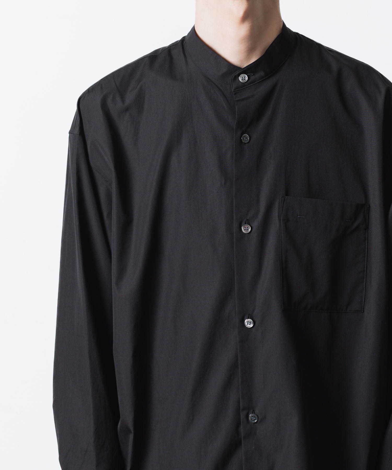 ATTACHMENT アタッチメントの140/2 GIZA BROAD BANDCOLLAR L/S SHIRT - BLACKの公式通販サイトsession福岡セレクトショップ
