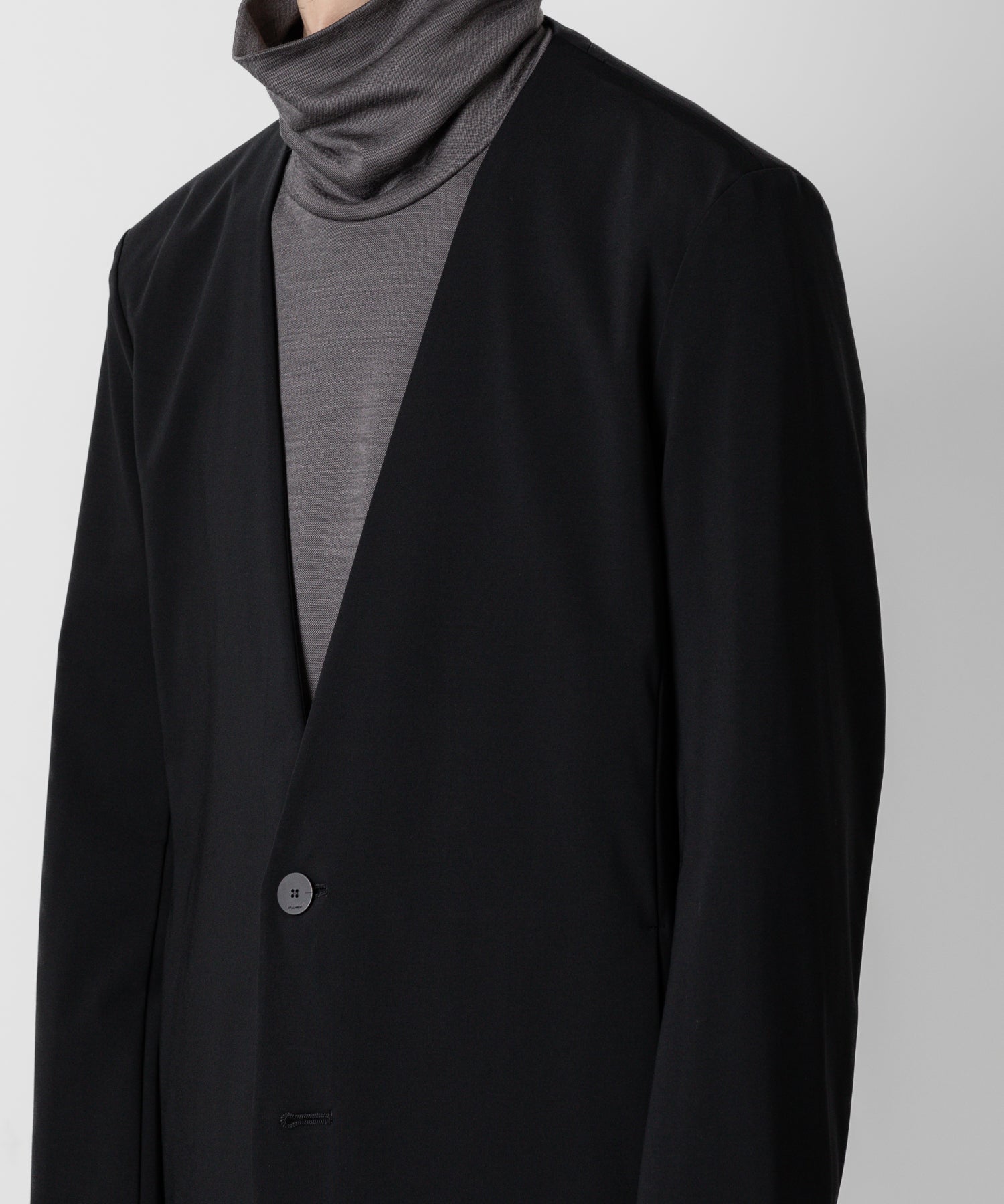 TTACHMENT アタッチメントのNY/CO STRETCH JERSEY COLLARLESS JACKET - BLACK 公式通販サイトsession福岡セレクトショップ