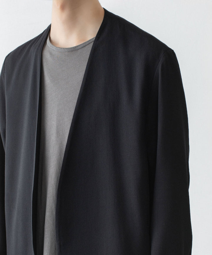 ATTACHMENT アタッチメントの2/90 WO TWIST TWILL COLLARLESS JKT - BLACKの公式通販サイトsession福岡セレクトショップ