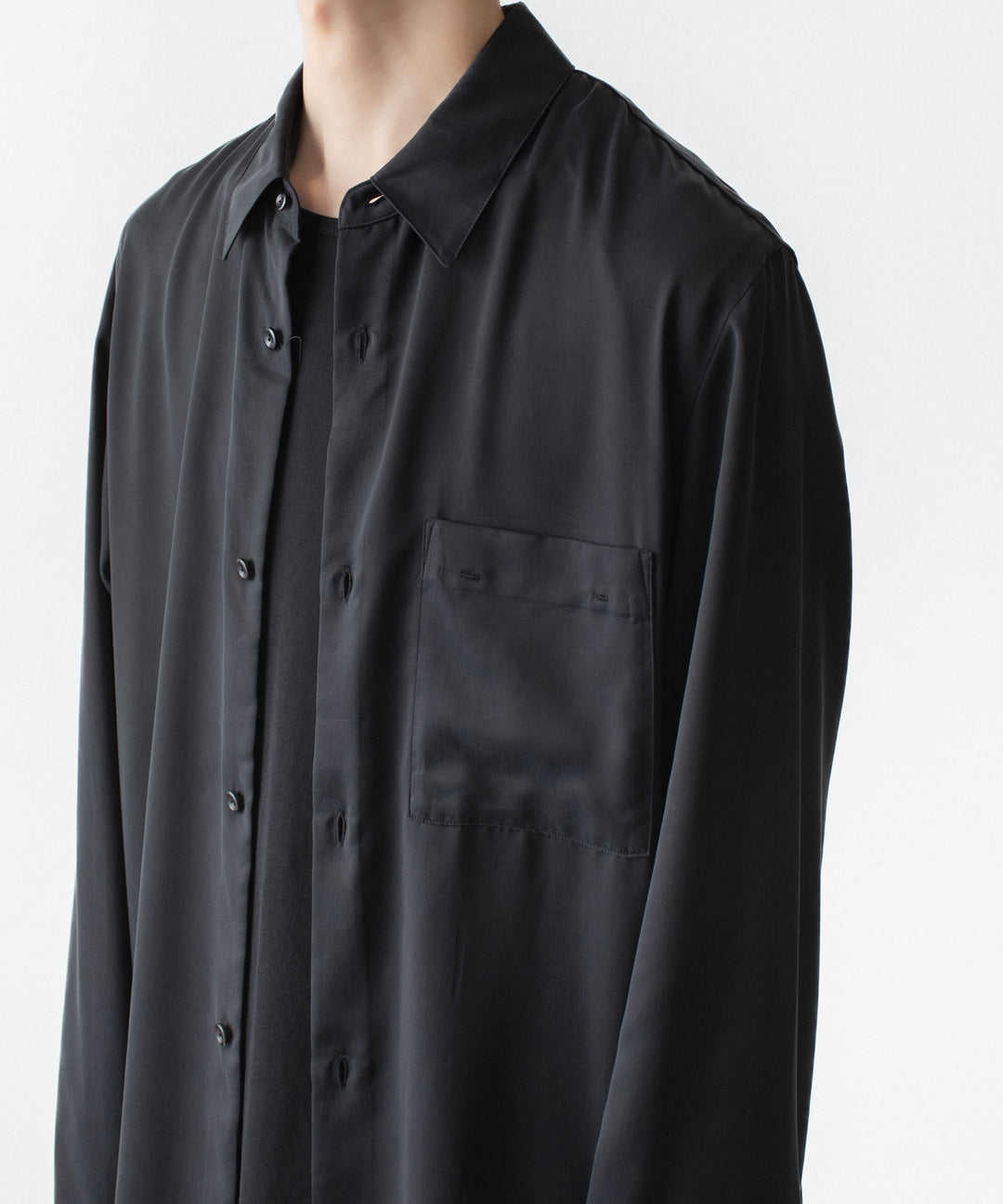 ATTACHMENT アタッチメントのCU/PE FIBRIL SATIN L/S SHIRT - BLACKの公式通販サイトsession福岡セレクトショップ