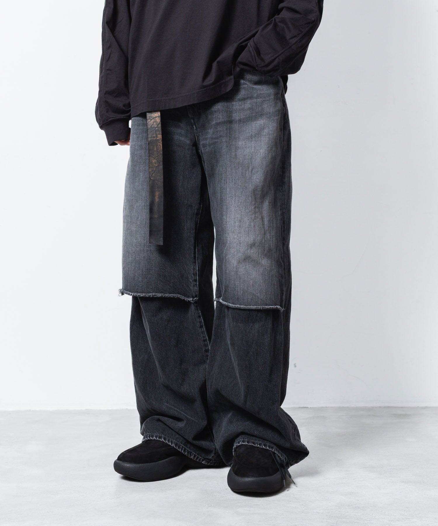 VEIN ヴェインの11OZ DENIM CUT OFF BAGGY TROUSERS - BLACKの公式通販サイトsession福岡セレクトショップ