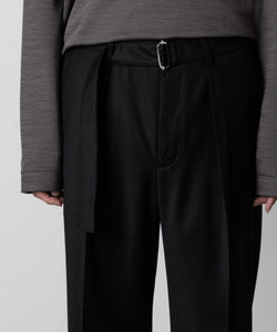 ATTACHMENT アタッチメントのWASHABLE WO/PE STRETCH SAXONY BELTED WIDE TROUSERS - BLACK 公式通販サイトsession福岡セレクトショップ