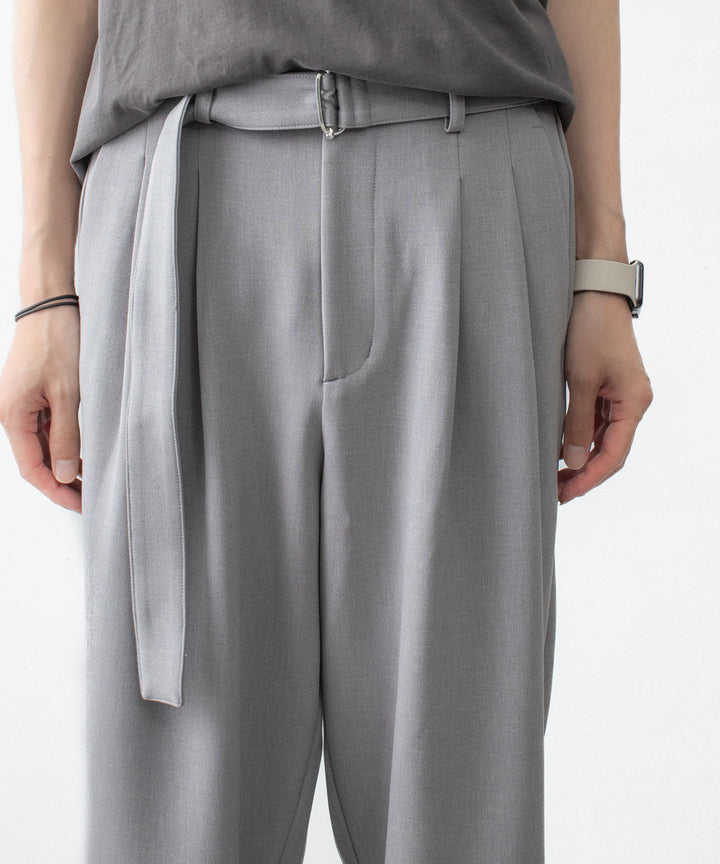 ATTACHMENT アタッチメントのPE STRETCH DOUBLE CLOTH BELTED WIDE TAPERED TROUSERS - L.GRAYの公式通販サイトsession福岡セレクトショップ