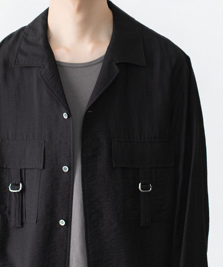 ATTACHMENT アタッチメントのLY/SI LAWN PATCH POCKET OPEN COLLAR L/S SHIRT - BLACKの公式通販サイトsession福岡セレクトショップ