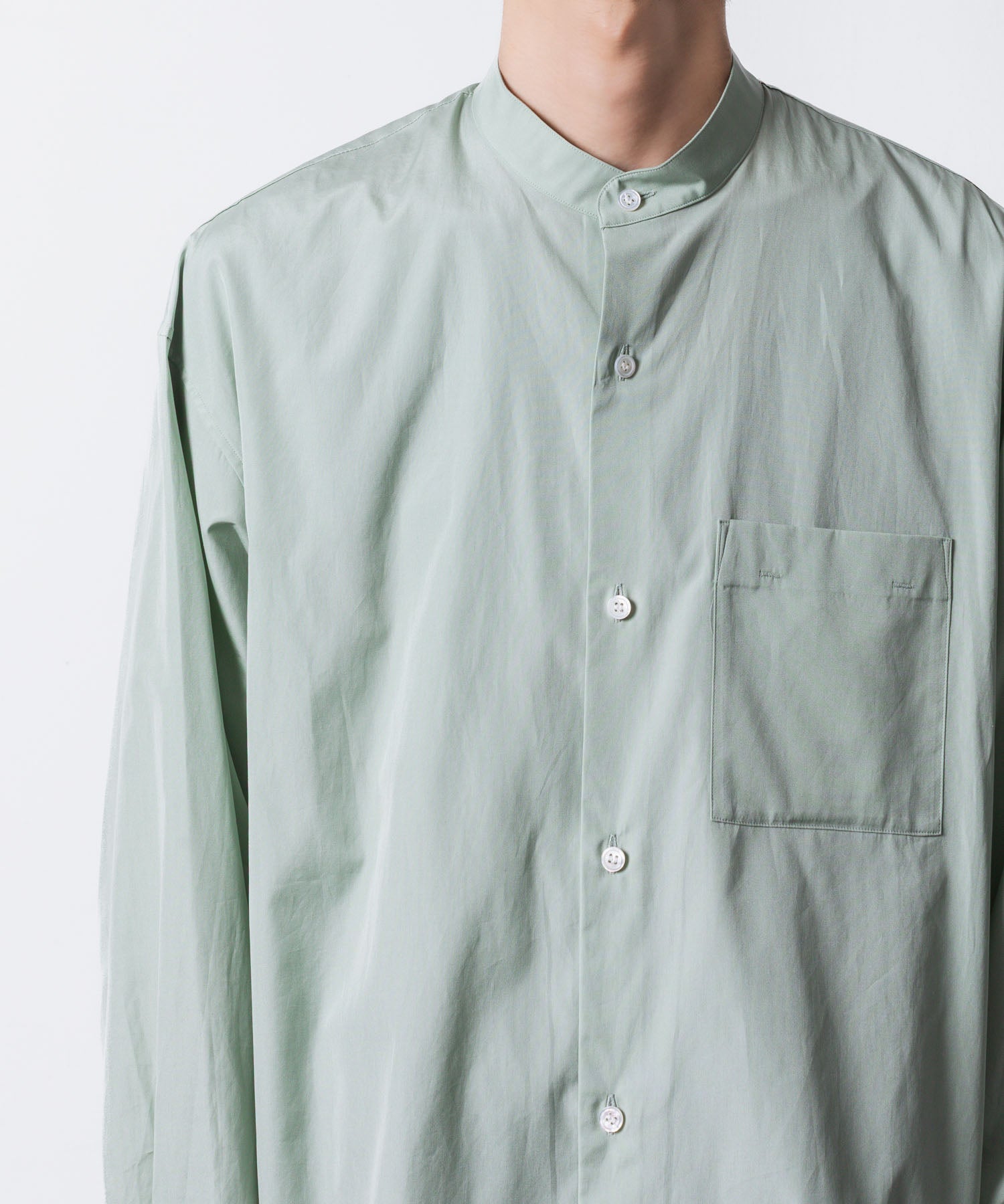 ATTACHMENT アタッチメントの140/2 GIZA BROAD BANDCOLLAR L/S SHIRT - L.GREENの公式通販サイトsession福岡セレクトショップ