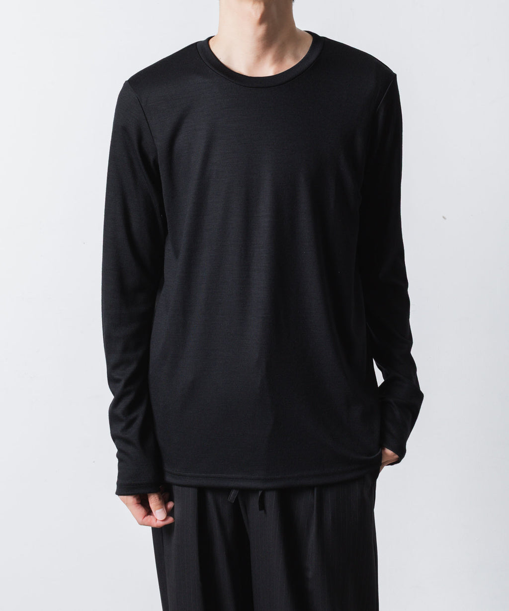 ATTACHMENT アタッチメントの1/60 WOOL SMOOTH SLIM FIT L/S TEE - BLACKの公式通販サイトsession福岡セレクトショップ