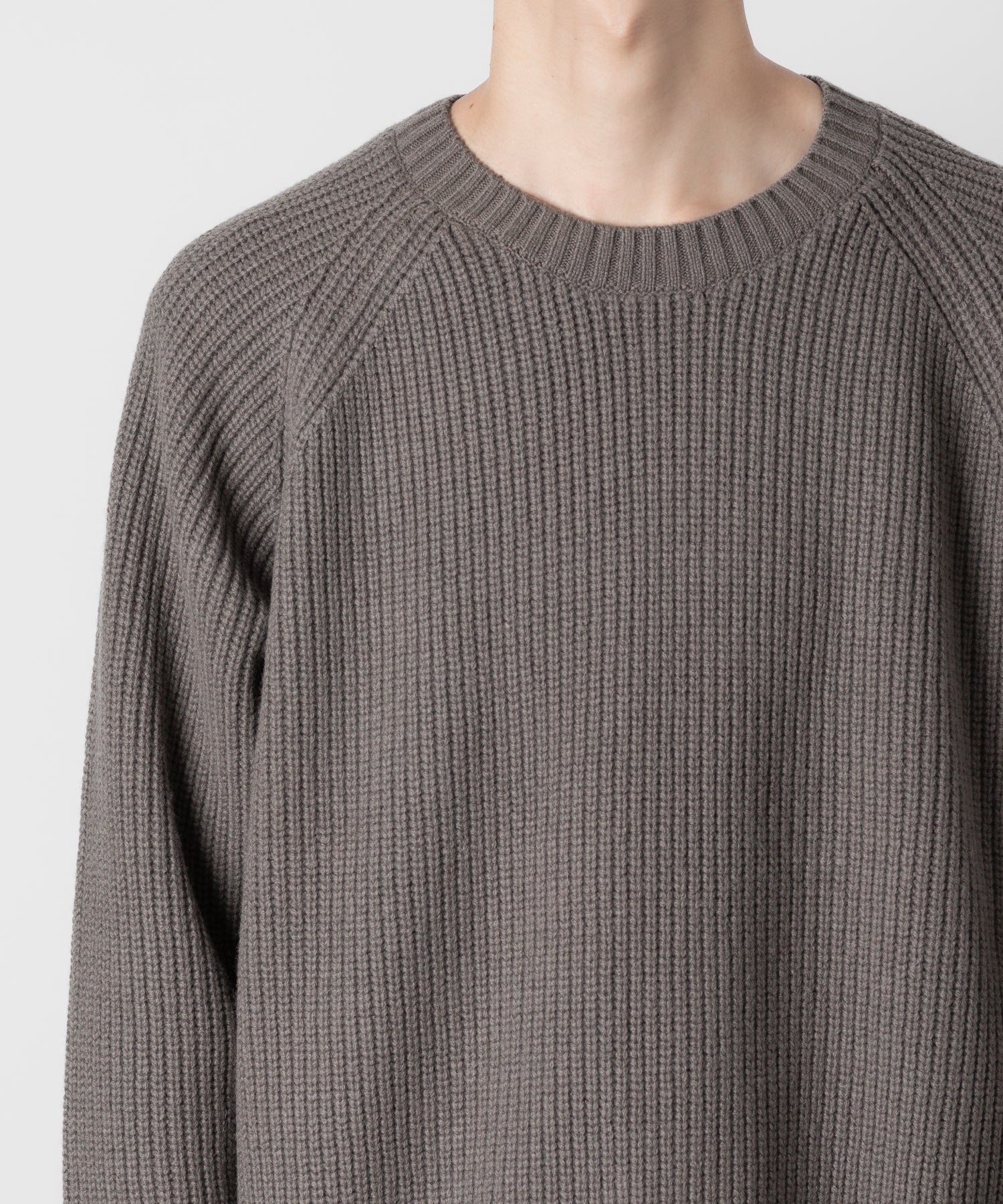 ATTACHMENT アタッチメントのBRITISH WO KNIT CREWNECK  PULLOVER - KHAKI GRAY 公式通販サイトsession福岡セレクトショップ