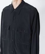 画像をギャラリービューアに読み込む, 【 ATTACHMENT 】CU/RY FIBRIL TAFFETA PATCH POCKET L/S SHIRT - BLACK
