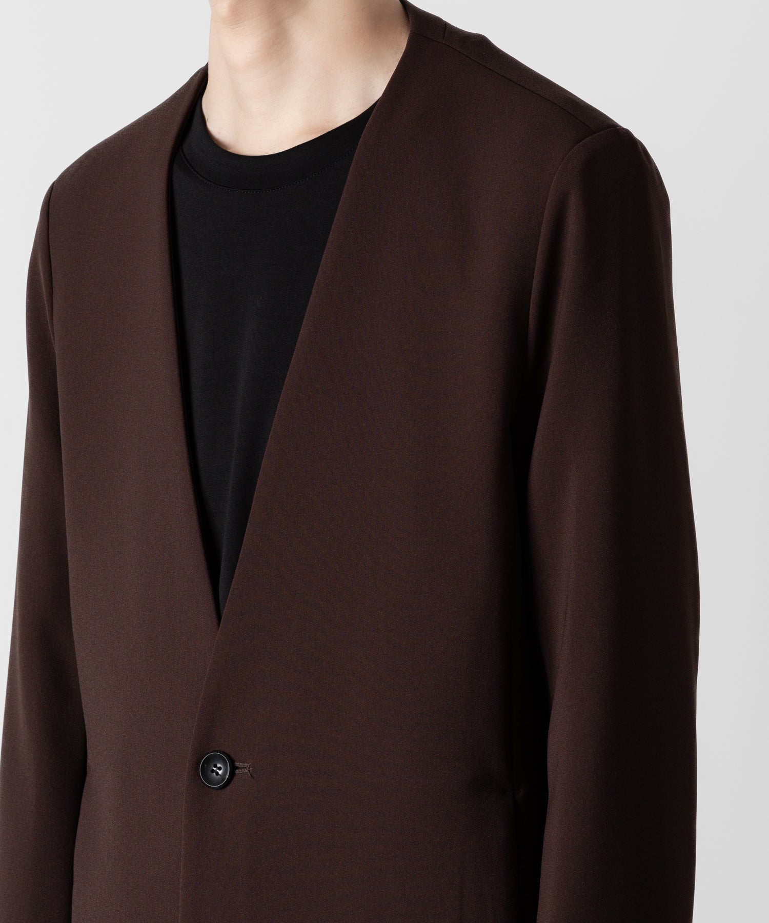 ATTACHMENT アタッチメントのPE STRETCH DOUBLE CLOTH COLLARLESS JACKET - BROWN 公式通販サイトsession福岡セレクトショップ