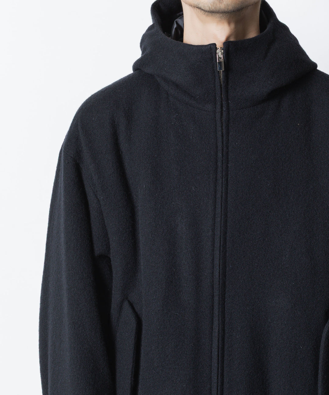 ATTACHMENT アタッチメントのWOOL SHAGGY PADDING HOODED JACKET - BLACKの公式通販サイトsession福岡セレクトショップ
