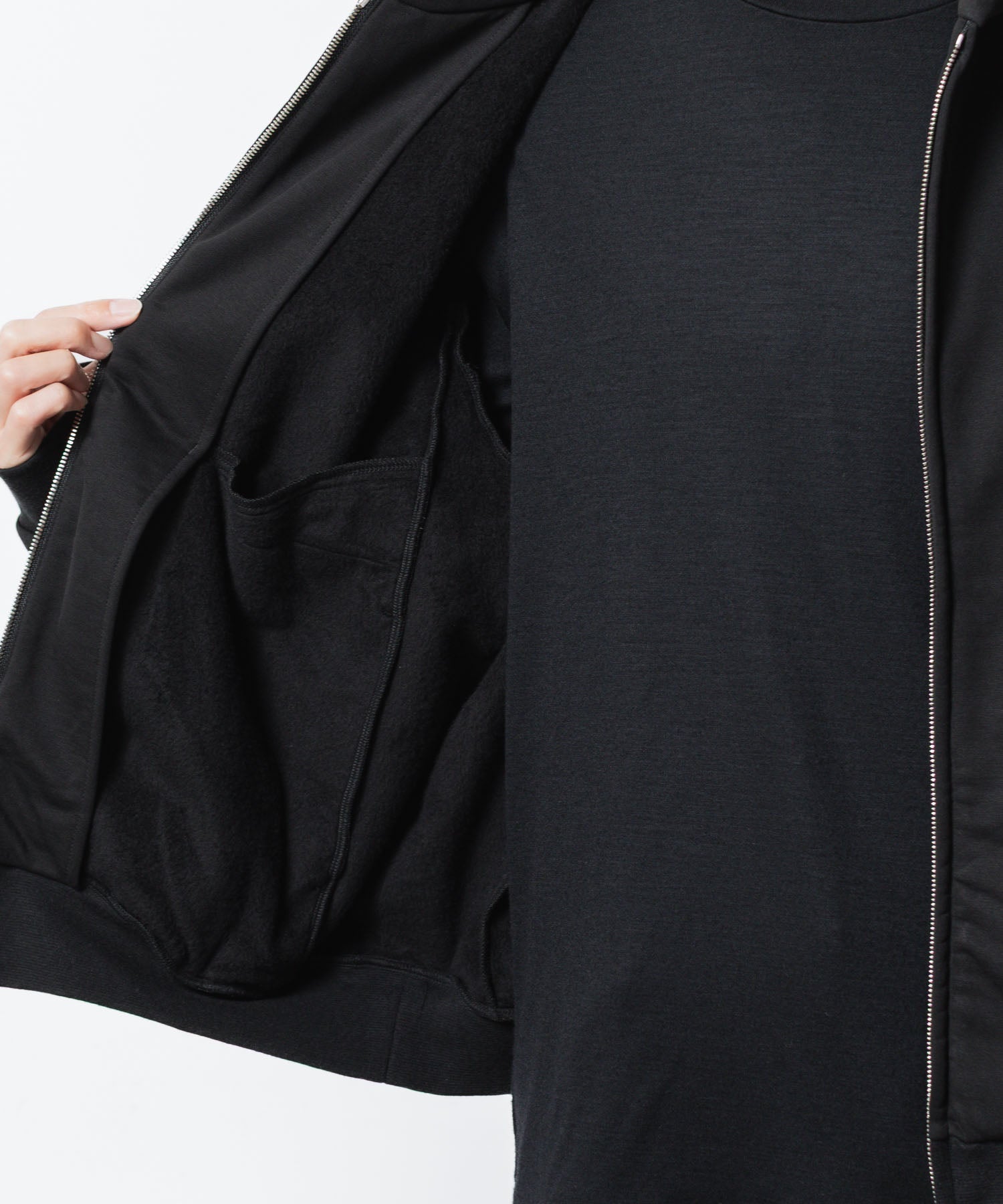 ATTACHMENT アタッチメントのCO STRECH TERRY ZIP UP HOODIE - BLACKの公式通販サイトsession福岡セレクトショップ