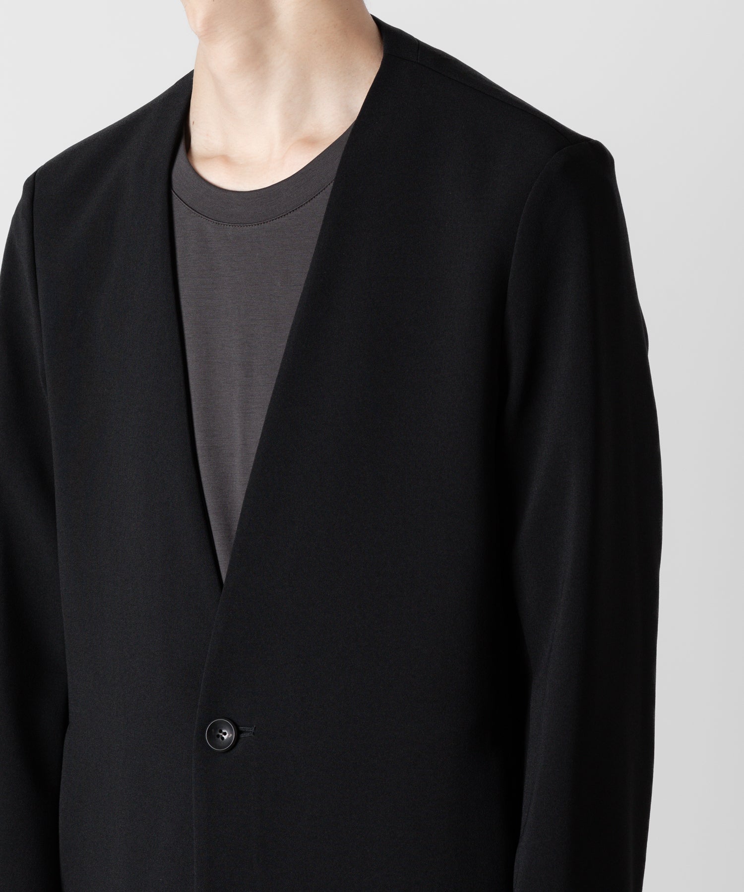 ATTACHMENT アタッチメントのPE STRETCH DOUBLE CLOTH COLLARLESS JACKET - BLACK 公式通販サイトsession福岡セレクトショップ