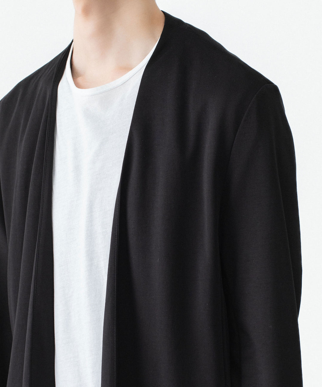 ATTACHMENT アタッチメントのCOTTON DOUBLE FACE COLLARLESS CARDIGAN - BLACKの公式通販サイトsession福岡セレクトショップ