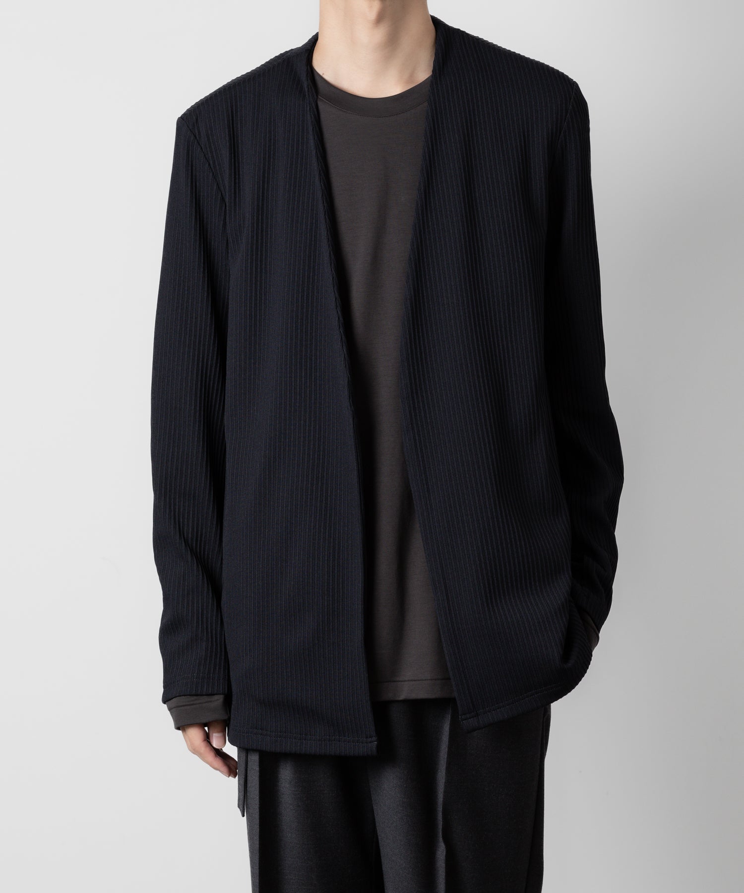 ATTACHMENT アタッチメントのPE STRETCH RIB COLLARLESS CARDIGAN - D.NAVY 公式通販サイトsession福岡セレクトショップ