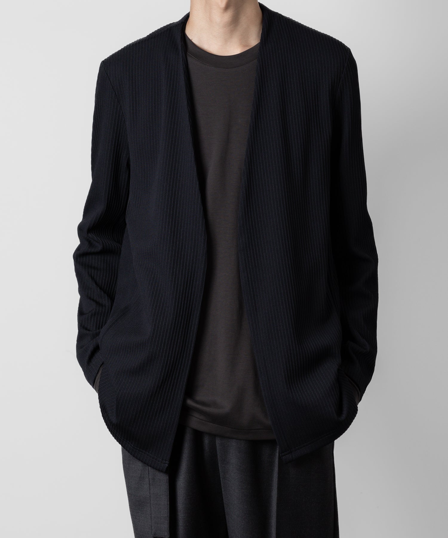 ATTACHMENT アタッチメントのPE STRETCH RIB COLLARLESS CARDIGAN - D.NAVY 公式通販サイトsession福岡セレクトショップ