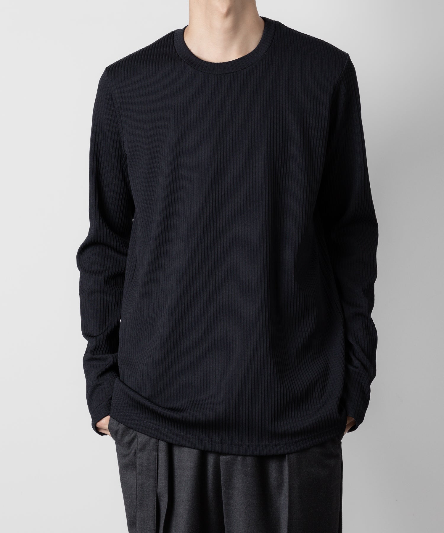 ATTACHMENT アタッチメントのPE STRETCH RIB SLIM FIT L/S TEE - NAVY 公式通販サイトsession福岡セレクトショップ