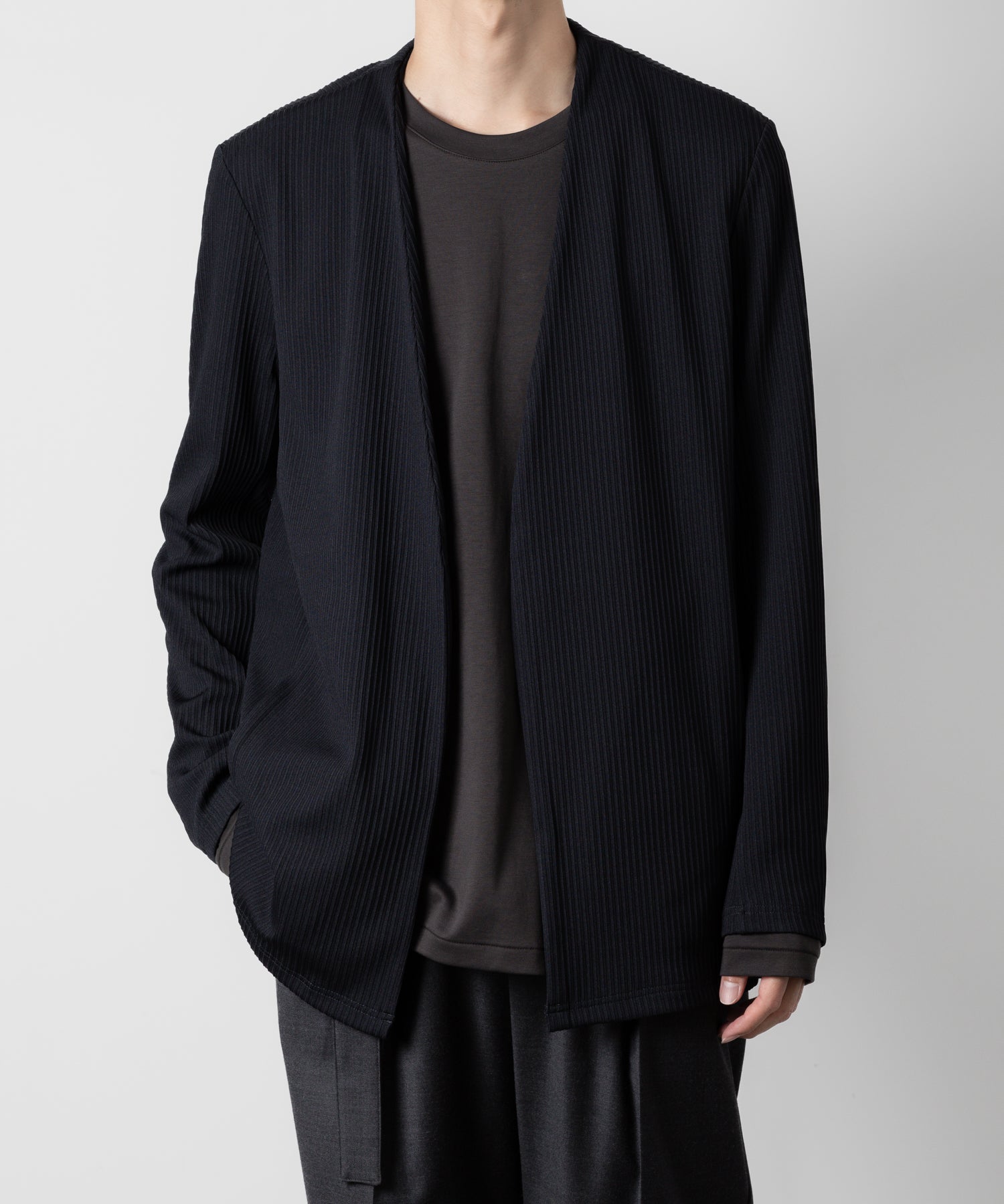 ATTACHMENT アタッチメントのPE STRETCH RIB COLLARLESS CARDIGAN - D.NAVY 公式通販サイトsession福岡セレクトショップ