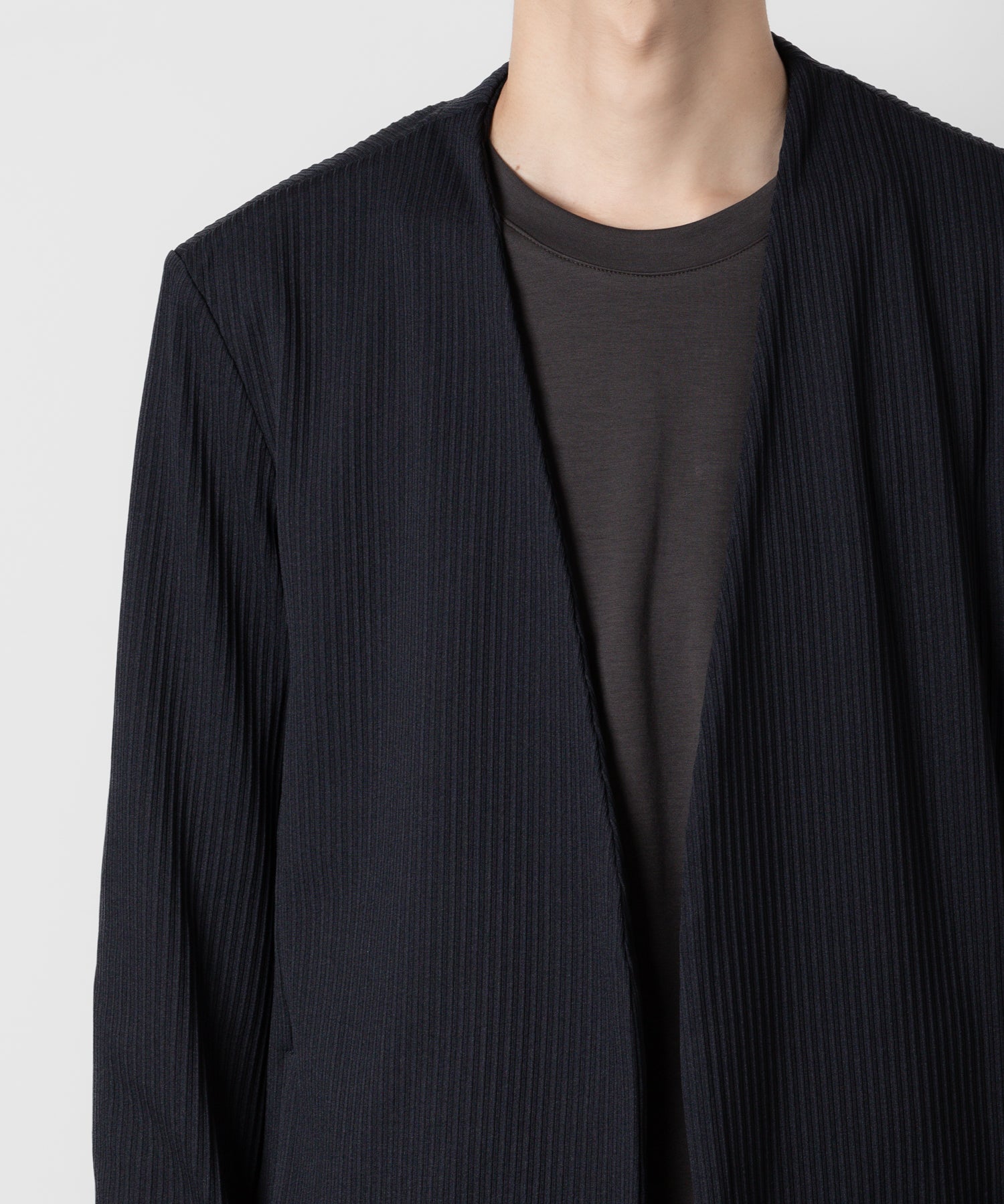 ATTACHMENT アタッチメントのPE STRETCH RIB COLLARLESS CARDIGAN - D.NAVY 公式通販サイトsession福岡セレクトショップ