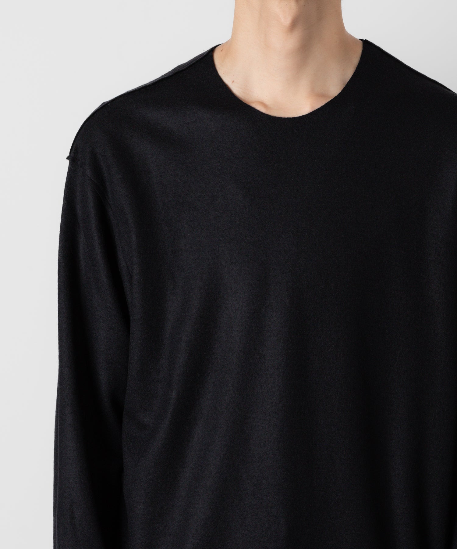 ATTACHMENT アタッチメントの限定TECH WOOL SMOOTH OVERSIZED L/S CUTOFF TEE - BLACKの公式通販サイトsession福岡セレクトショップ
