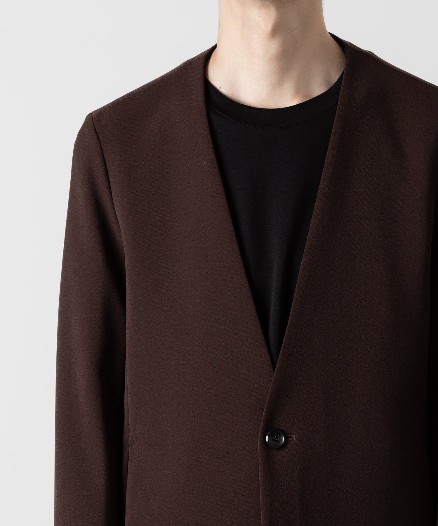 ATTACHMENT アタッチメントのPE STRETCH DOUBLE CLOTH COLLARLESS JACKET - BROWN 公式通販サイトsession福岡セレクトショップ