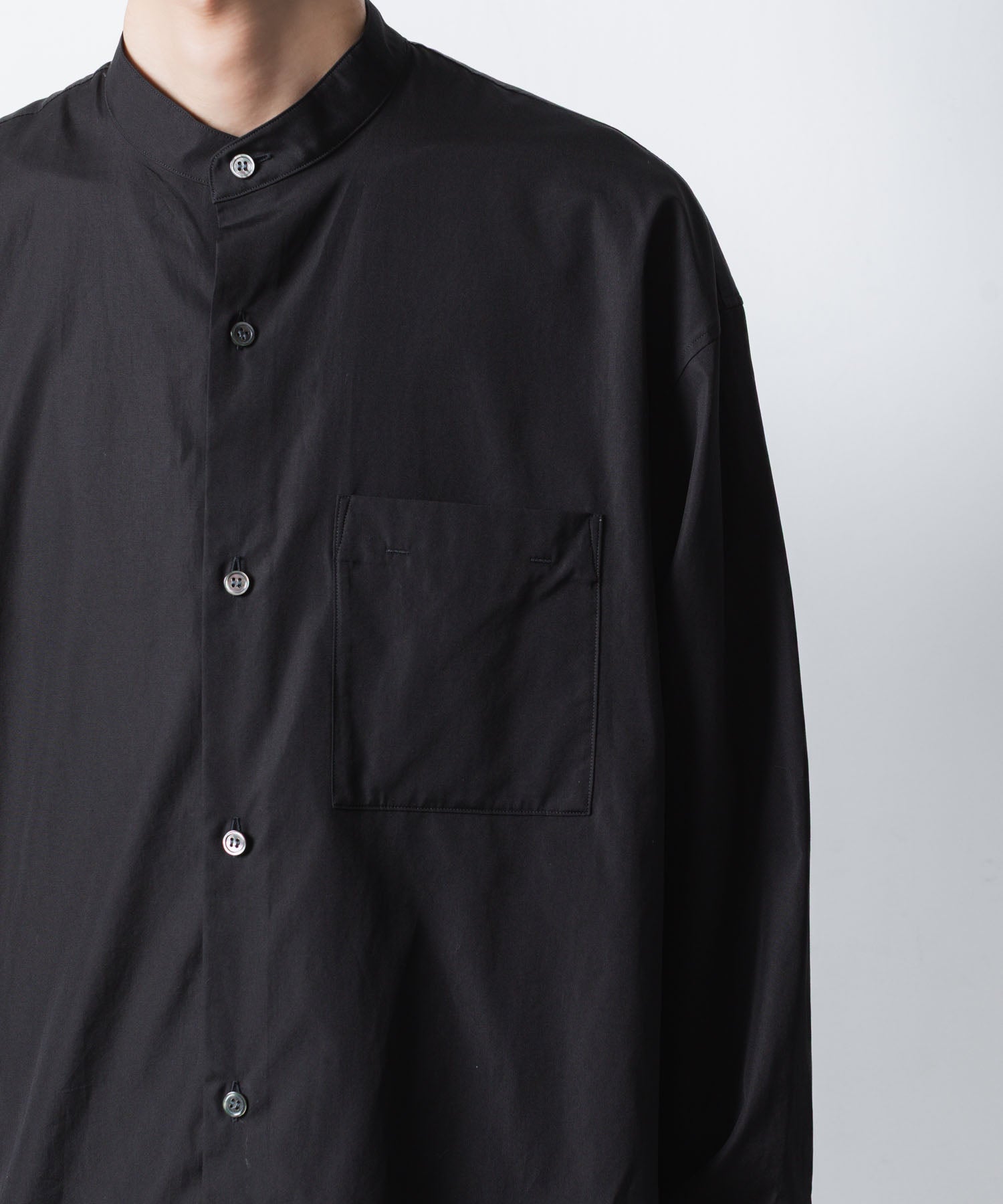 ATTACHMENT アタッチメントの140/2 GIZA BROAD BANDCOLLAR L/S SHIRT - BLACKの公式通販サイトsession福岡セレクトショップ