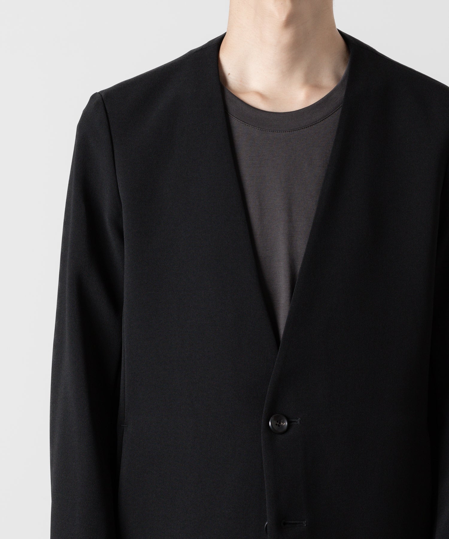 ATTACHMENT アタッチメントのPE STRETCH DOUBLE CLOTH COLLARLESS JACKET - BLACK 公式通販サイトsession福岡セレクトショップ