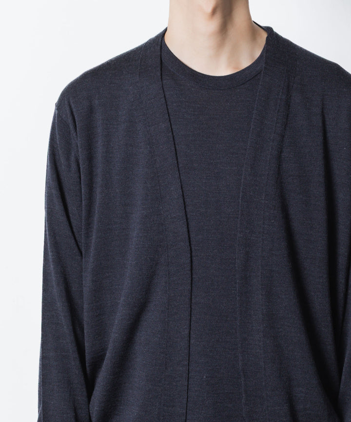 ATTACHMENT アタッチメント × JOHN SMEDLEYの× JOHN SMEDLEY MERINO EXTRAFINE BUTTONLESS V NECK CARDIGAN - D.NAVYの公式通販サイトsession福岡セレクトショップ