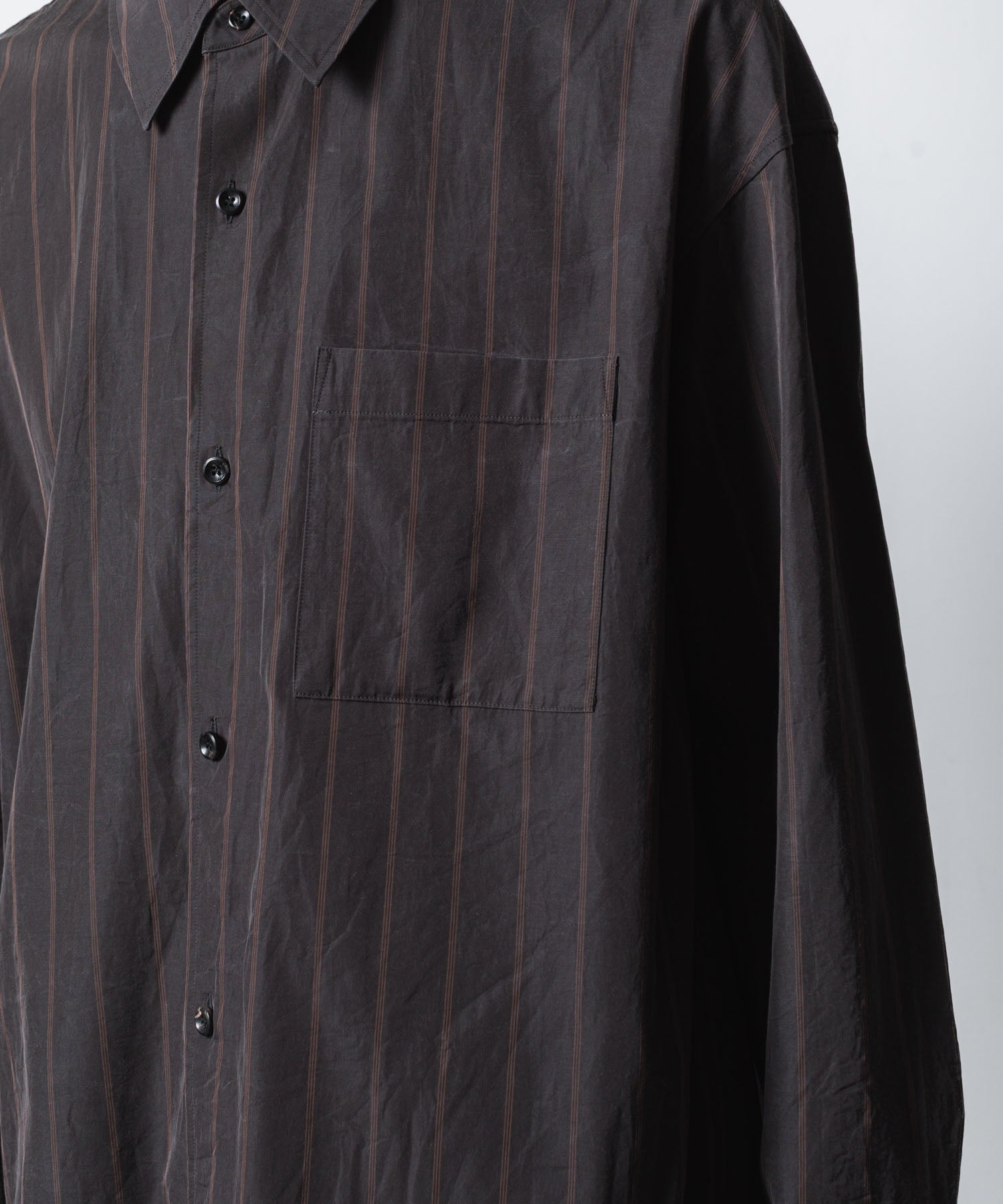 ATTACHMENT アタッチメントのCU/CO STRIPE TWILL L/S SHIRT - S.GRAYの公式通販サイトsession福岡セレクトショップ