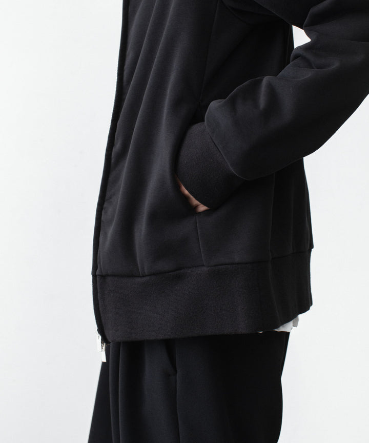 【 ATTACHMENT 】CO STRETCH TERRY ZIP UP HOODIE - BLACK