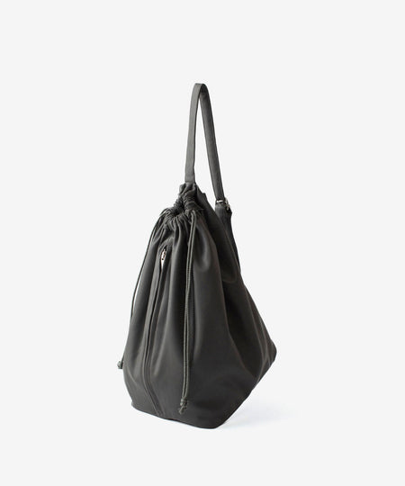 【 ATTACHMENT 】SYNTHETIC LEATHER BUCKET BAG - GRAY