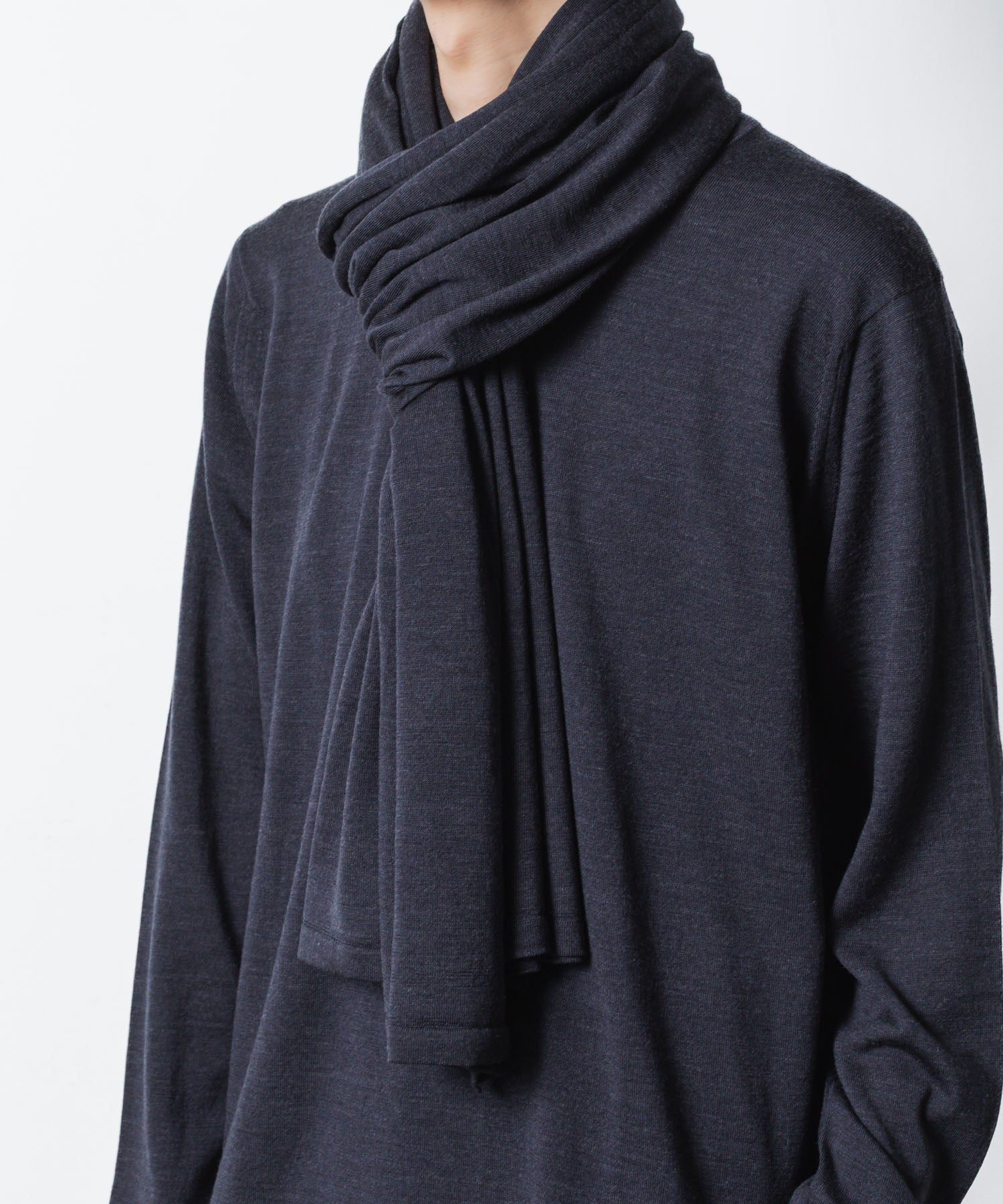 ATTACHMENT アタッチメント × JOHN SMEDLEYの× JOHN SMEDLEY MERINO EXTRAFINE WIDE STOLE - D.NAVYの公式通販サイトsession福岡セレクトショップ