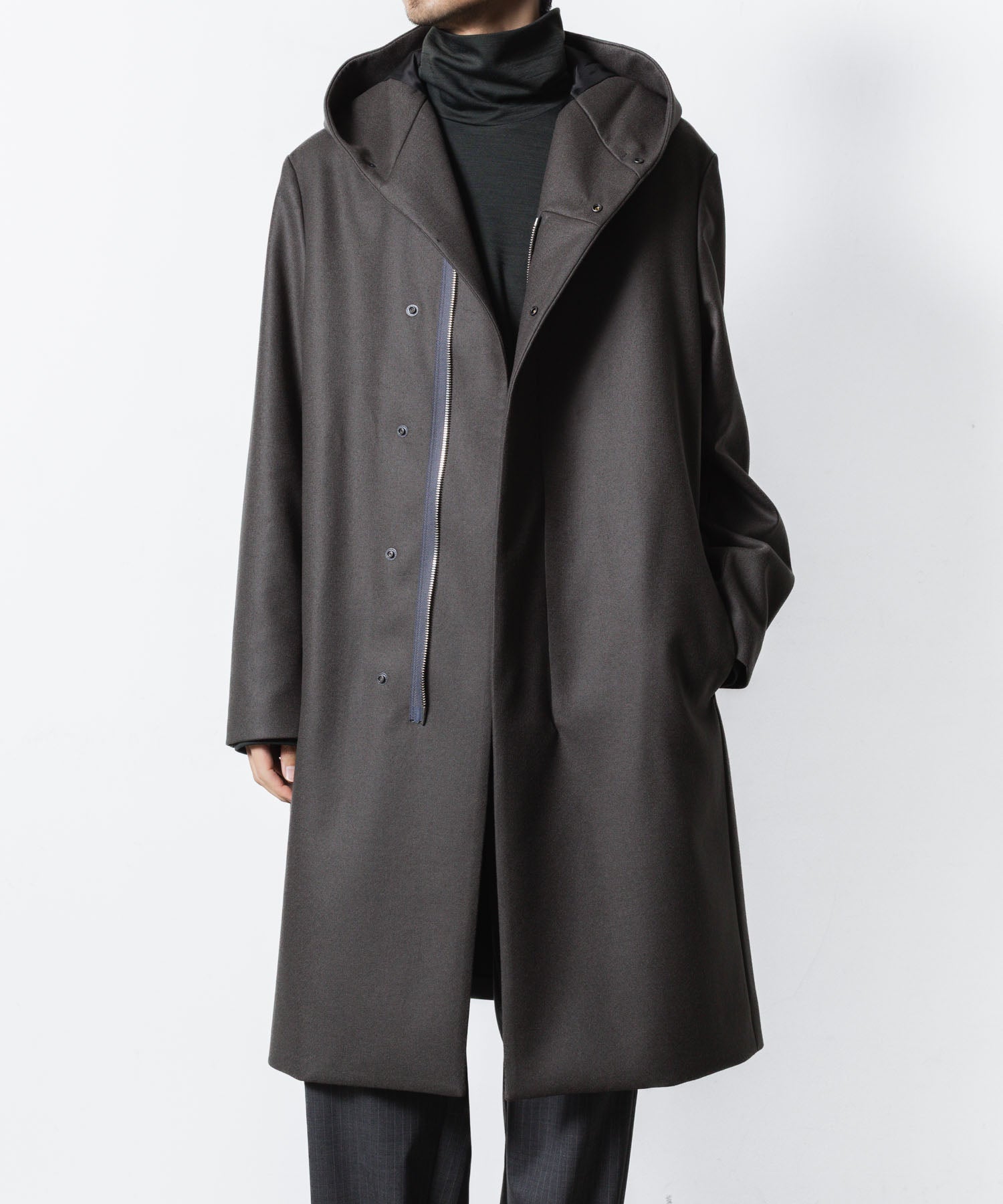ATTACHMENT / EXCLUSIVE ITEMアタッチメントの2/90 SUPER120S MALTON ZIPUP HOODED COAT - D.GRAYの公式通販サイトsession福岡セレクトショップ
