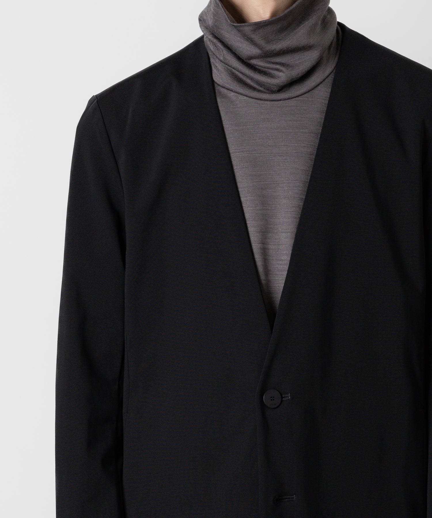 TTACHMENT アタッチメントのNY/CO STRETCH JERSEY COLLARLESS JACKET - BLACK 公式通販サイトsession福岡セレクトショップ