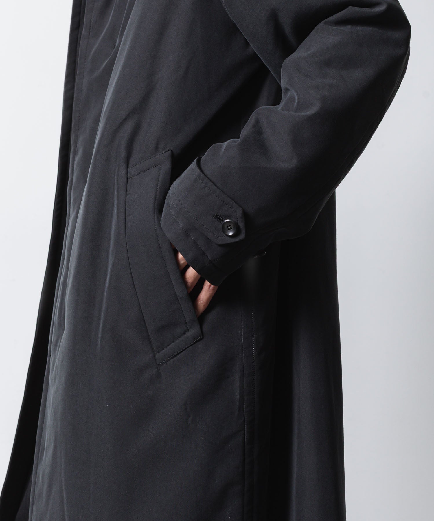 VEIN ヴェインのFIBRIL POPLIN PADDING BALMACAAN COAT - BLACKの公式通販サイトsession福岡セレクトショップ