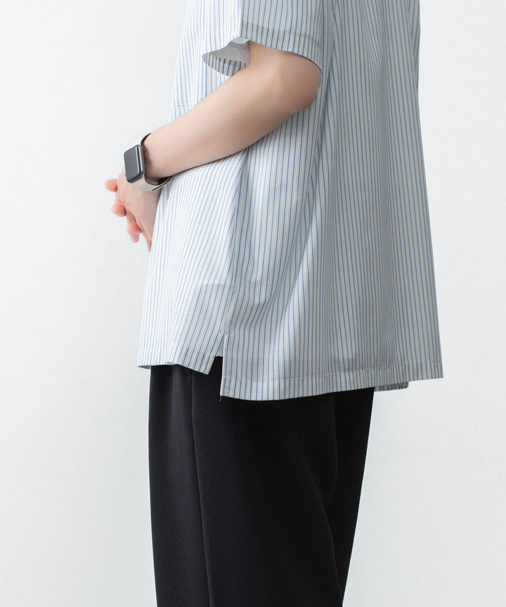 ATTACHMENT アタッチメントのWO/PE STRIPE OPEN COLLAR S/S SHIRT - S.BLUEの公式通販サイトsession福岡セレクトショップ