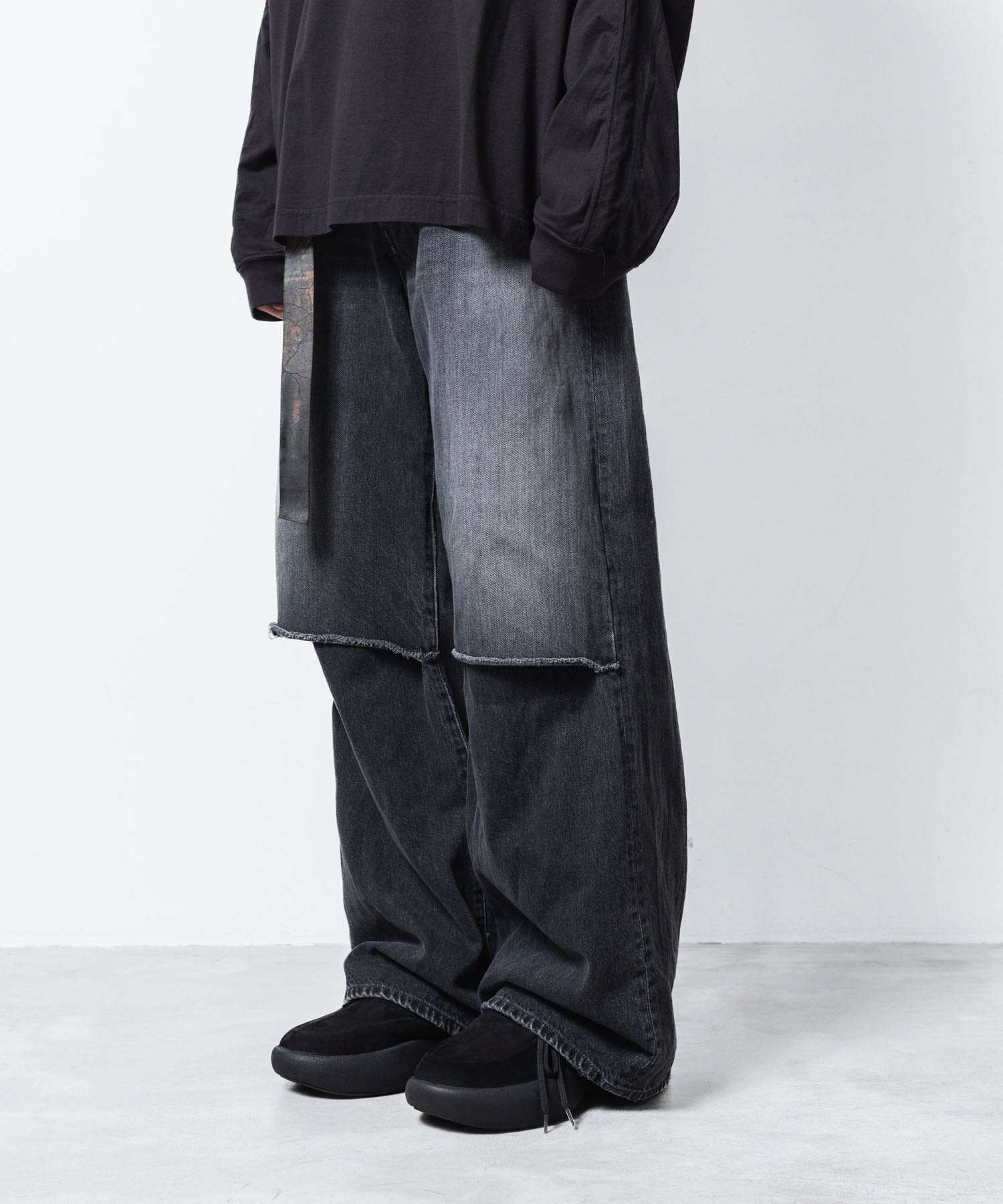 VEIN ヴェインの11OZ DENIM CUT OFF BAGGY TROUSERS - BLACKの公式通販サイトsession福岡セレクトショップ