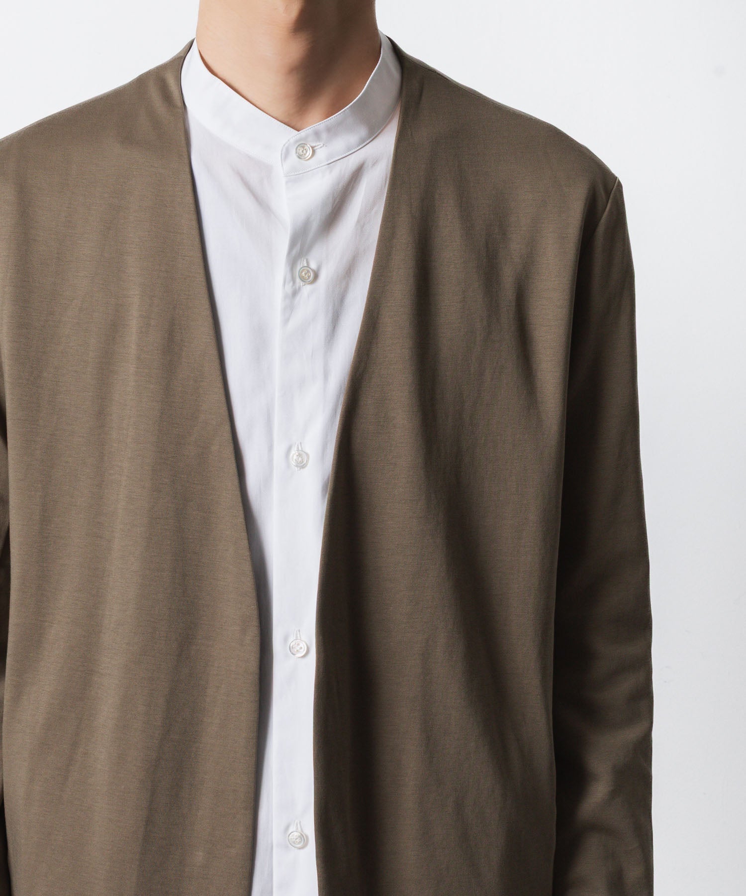 ATTACHMENT アタッチメントのCOTTON DOUBLE FACE COLLARLESS CARDIGAN - CAMELの公式通販サイトsession福岡セレクトショップ