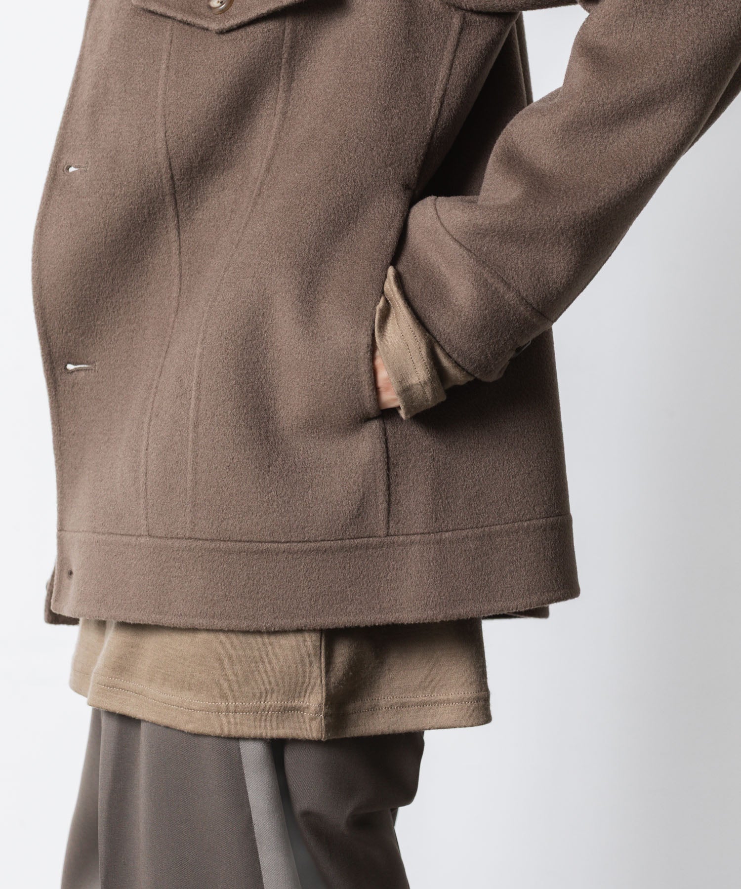 ATTACHMENT アタッチメントのWO/CA DOUBLE FACE BEAVER TRACKER JACKET - KHAKI GRAYの公式通販サイトsession福岡セレクトショップ