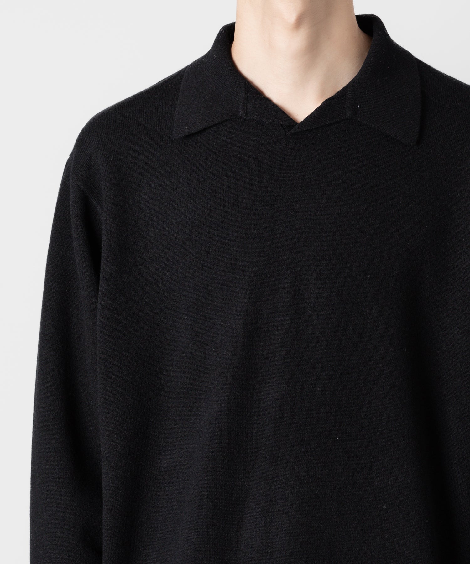 ATTACHMENT アタッチメントのBRITISH WO KNIT POLO  PULLOVER L/S - BLACK 公式通販サイトsession福岡セレクトショップ