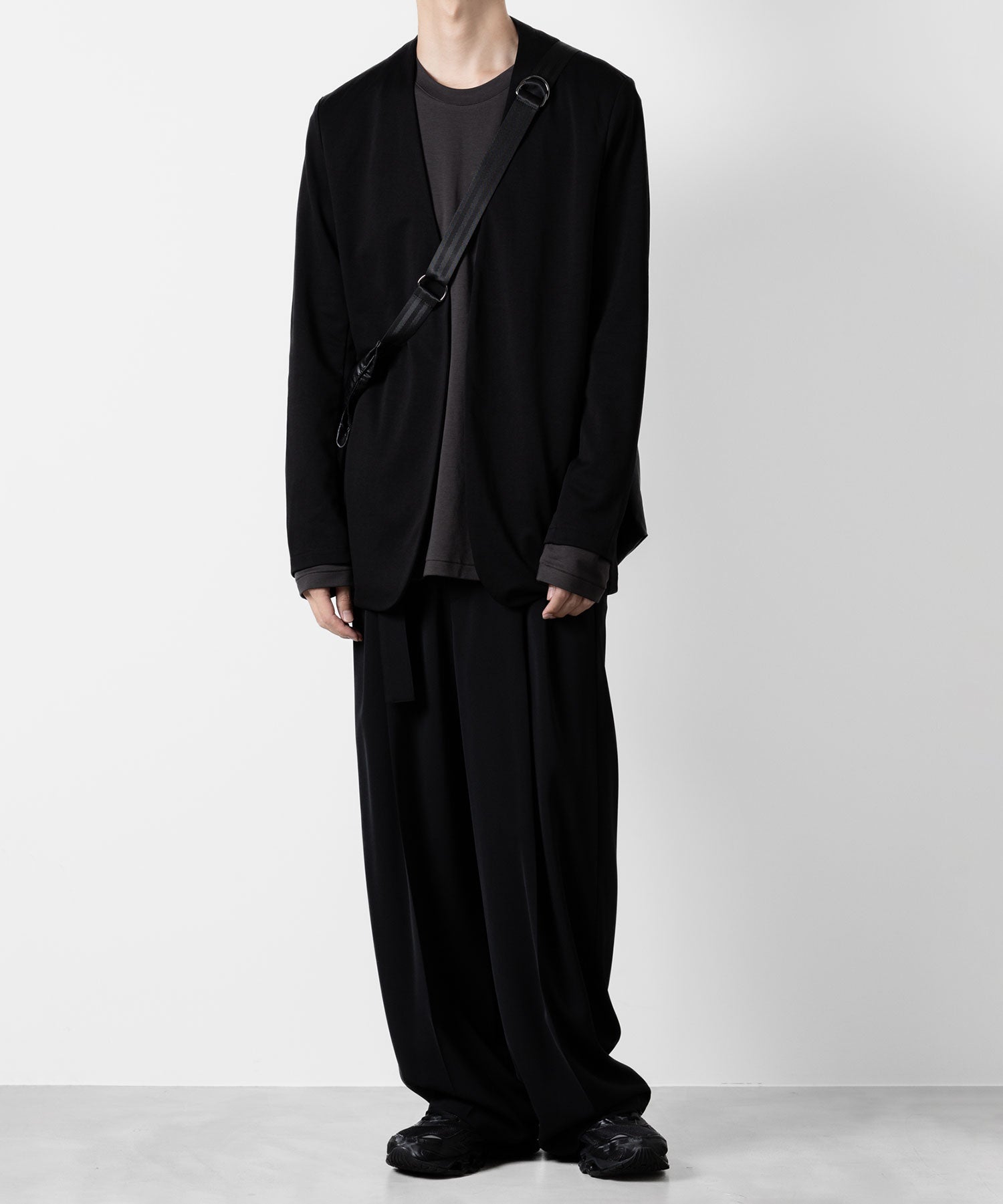 ATTACHMENT アタッチメントのCOTTON DOUBLE FACE COLLARLESS CARDIGAN - BLACK 公式通販サイトsession福岡セレクトショップ