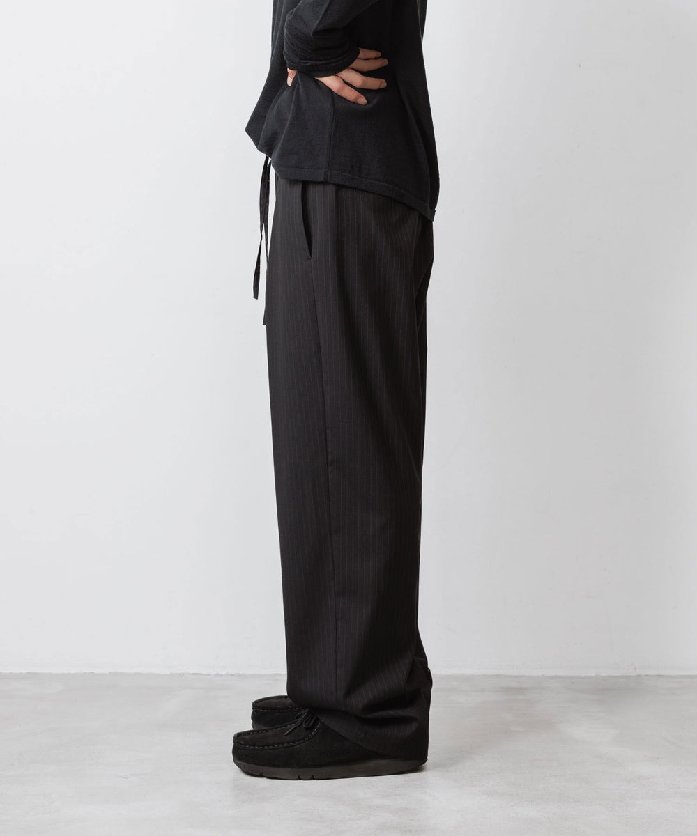 ATTACHMENT アタッチメントのT/W/SI STRETCH GABARDINE 1TUCK EASY TROUSERS - S.BLACKの公式通販サイトsession福岡セレクトショップ