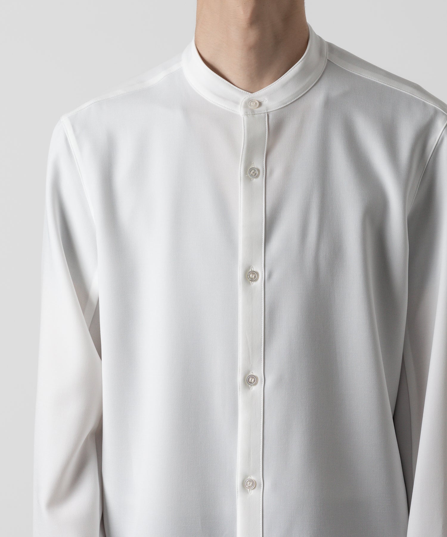 ATTACHMENT アタッチメントのPE STRETCH VIYELLA BAND COLLAR DRESS SHIRT - WHITE 公式通販サイトsession福岡セレクトショップ