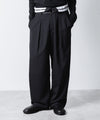 【 ATTACHMENT 】T/W/SI STRETCH GABARDINE FLAP TROUSERS - S.BLACK