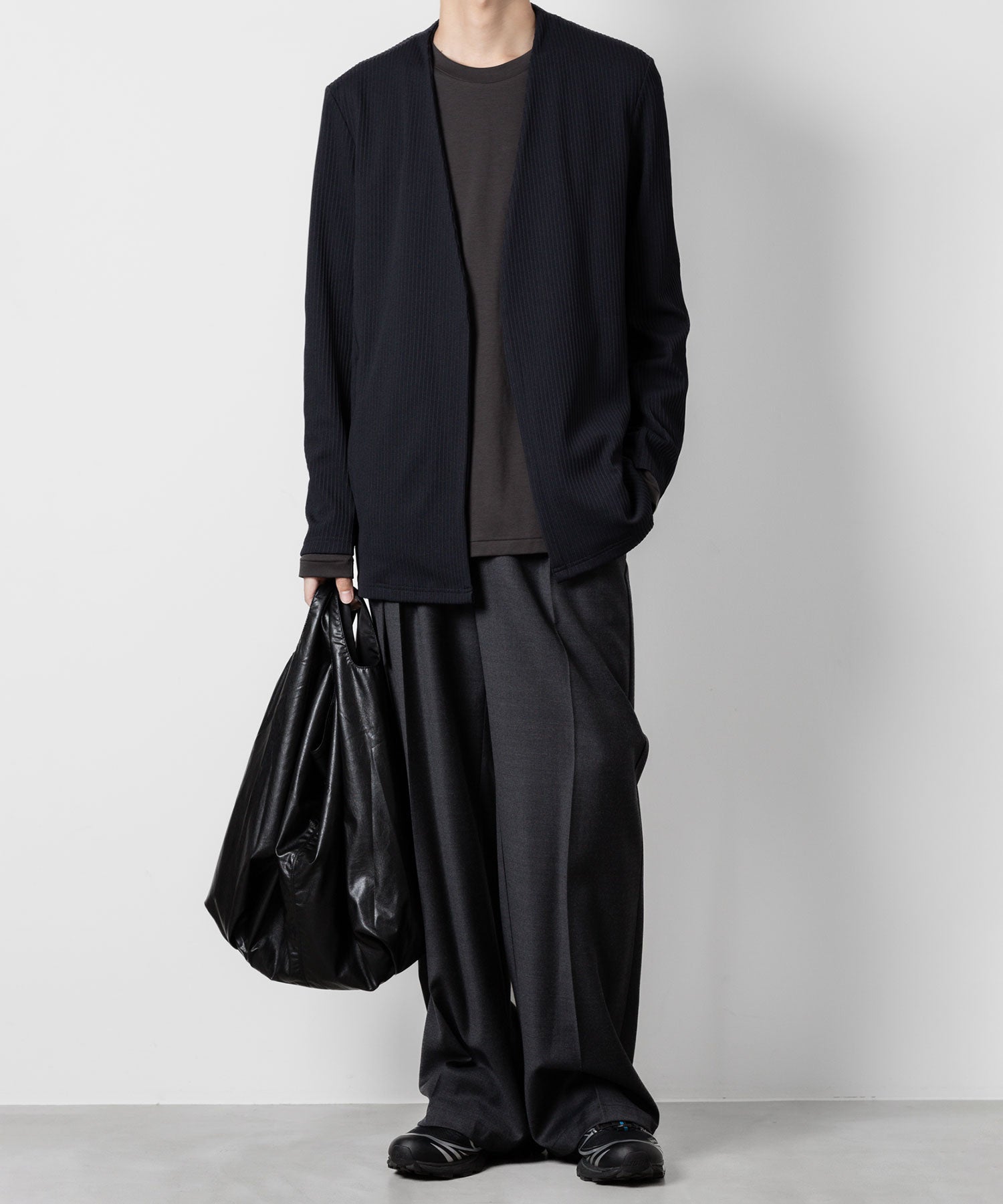 ATTACHMENT アタッチメントのPE STRETCH RIB COLLARLESS CARDIGAN - D.NAVY 公式通販サイトsession福岡セレクトショップ