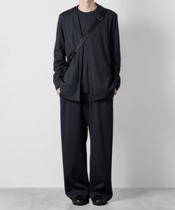 【 ATTACHMENT 】PE STRETCH RIB WIDE LOUNGE TROUSERS - D.GRAY