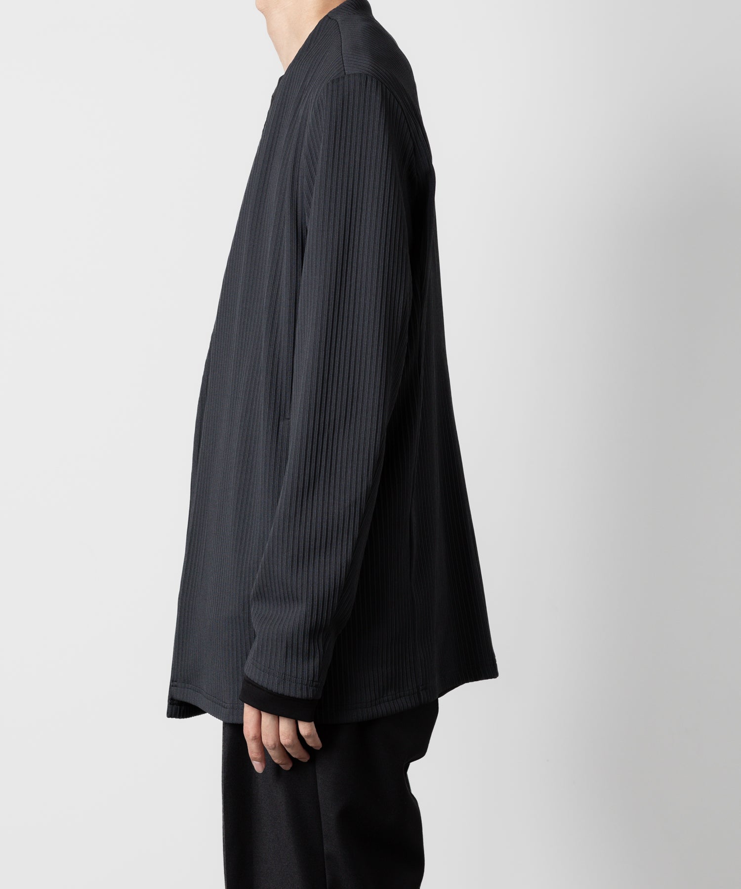 ATTACHMENT アタッチメントのPE STRETCH RIB COLLARLESS CARDIGAN - D.GRAY 公式通販サイトsession福岡セレクトショップ