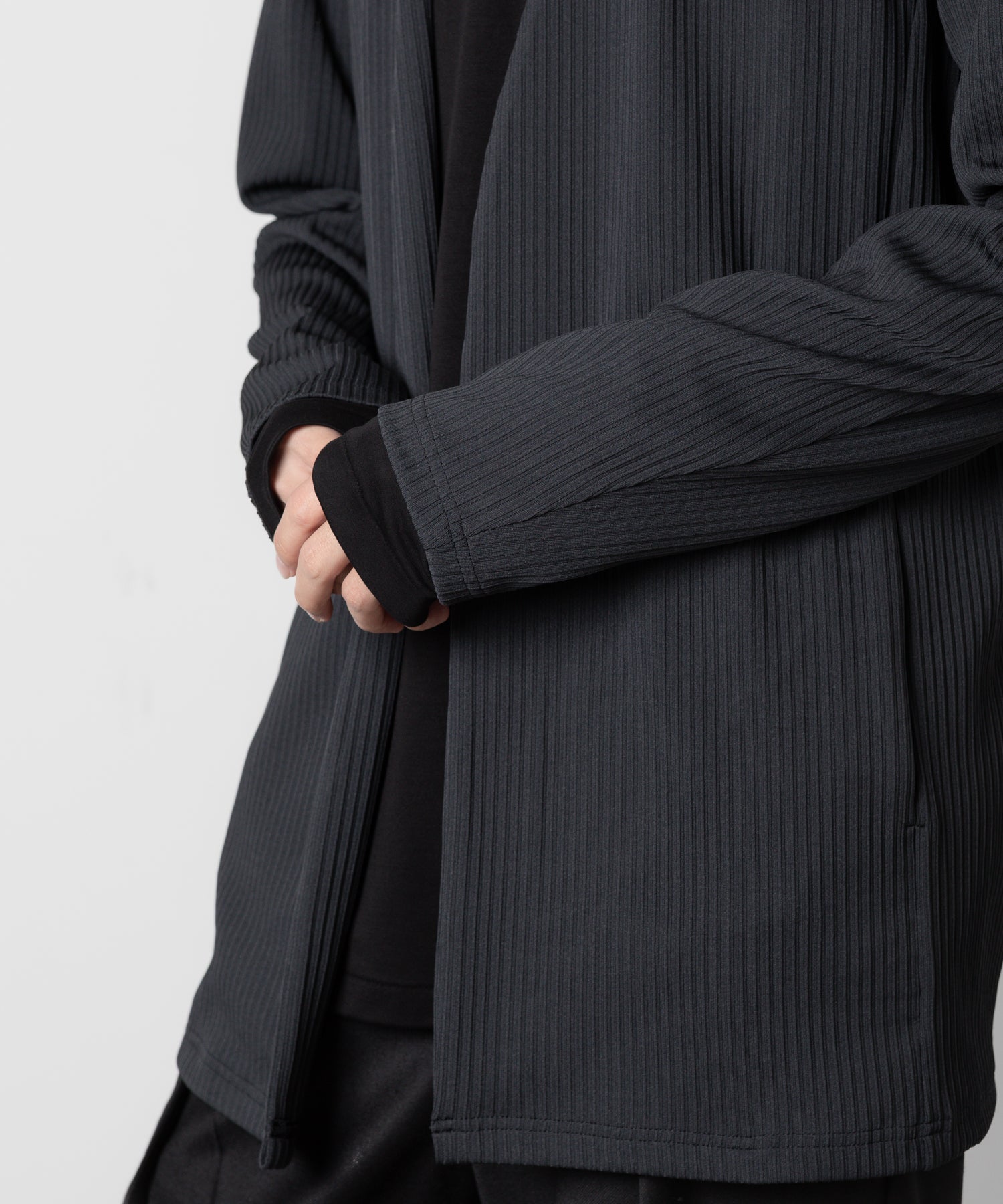 ATTACHMENT アタッチメントのPE STRETCH RIB COLLARLESS CARDIGAN - D.GRAY 公式通販サイトsession福岡セレクトショップ