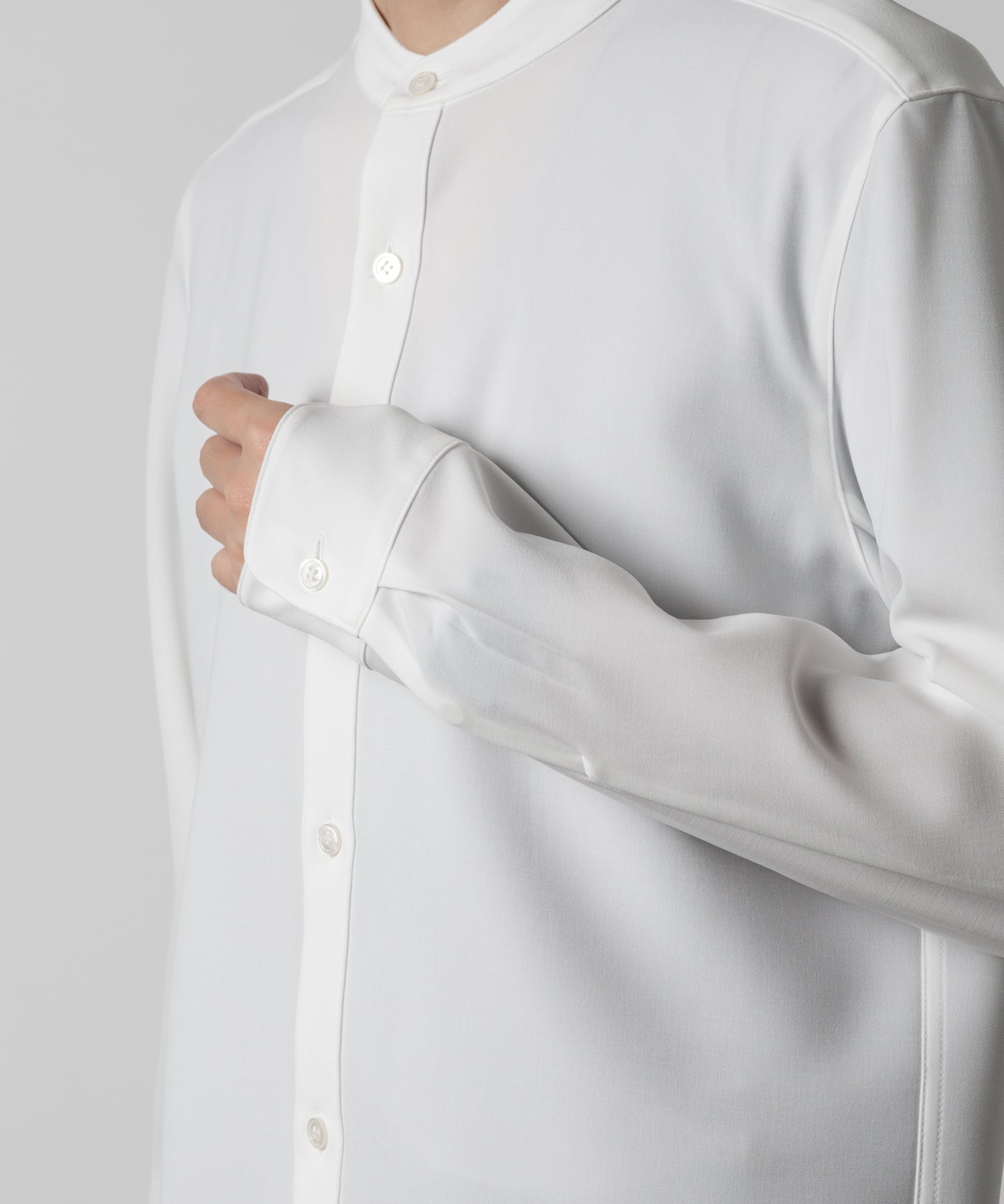 ATTACHMENT アタッチメントのPE STRETCH VIYELLA BAND COLLAR DRESS SHIRT - WHITE 公式通販サイトsession福岡セレクトショップ