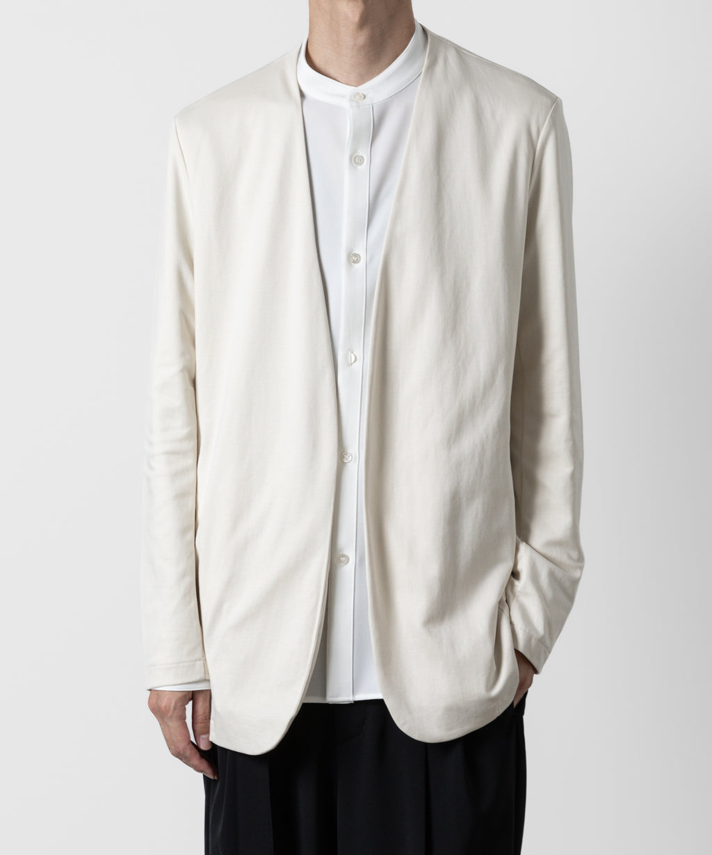 ATTACHMENT アタッチメントのCOTTON DOUBLE FACE COLLARLESS CARDIGAN - OFF WHITE 公式通販サイトsession福岡セレクトショップ